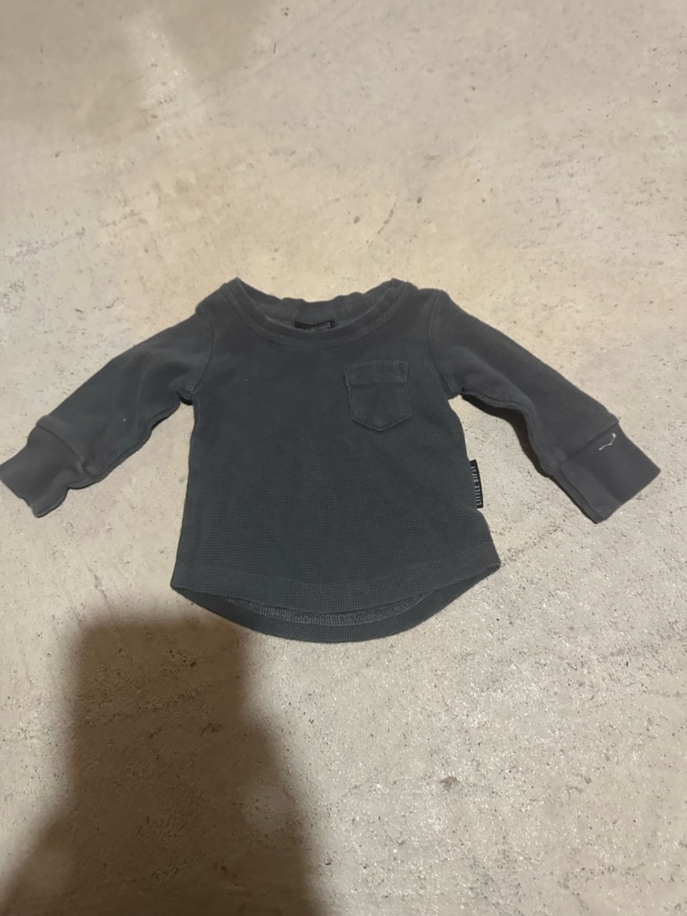 Little Bipsy Long-Sleeve Waffle Knit Top - Charcoal Gray